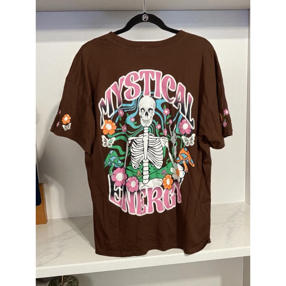 XL Vine & Valley Chocolate Brown Unisex Mystical Energy Oversized Tee Halloween